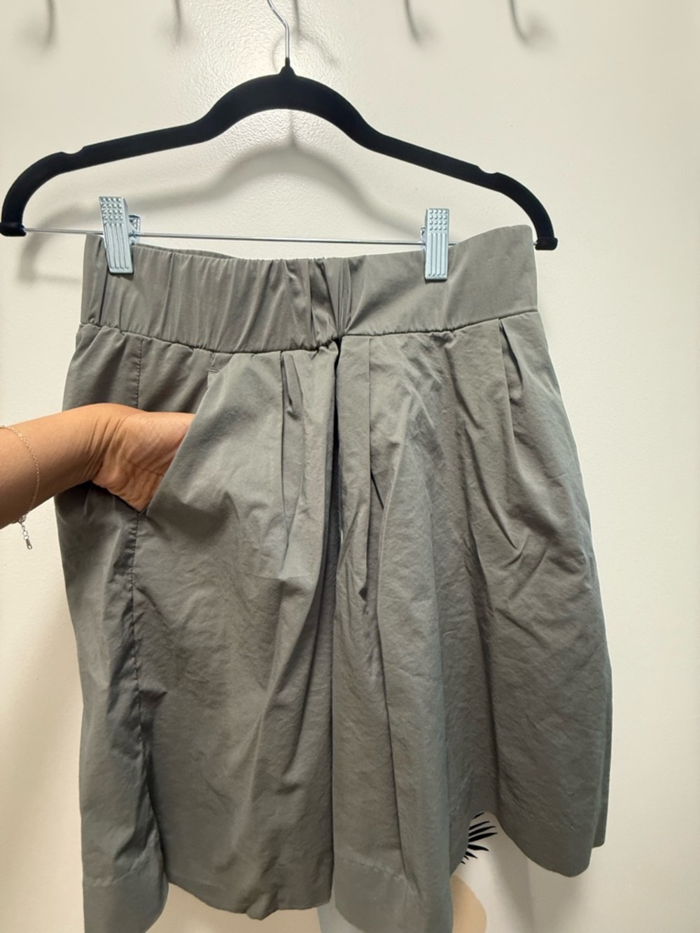 Vintage Banana Republic Olive Gray Pleated A-Line Mini Skirt